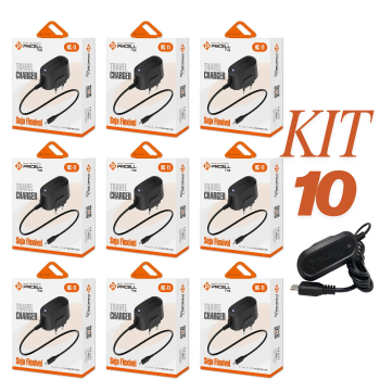 Kit 10 Carregador de Celular Smartphone Universal Micro USB V8 Pmcell