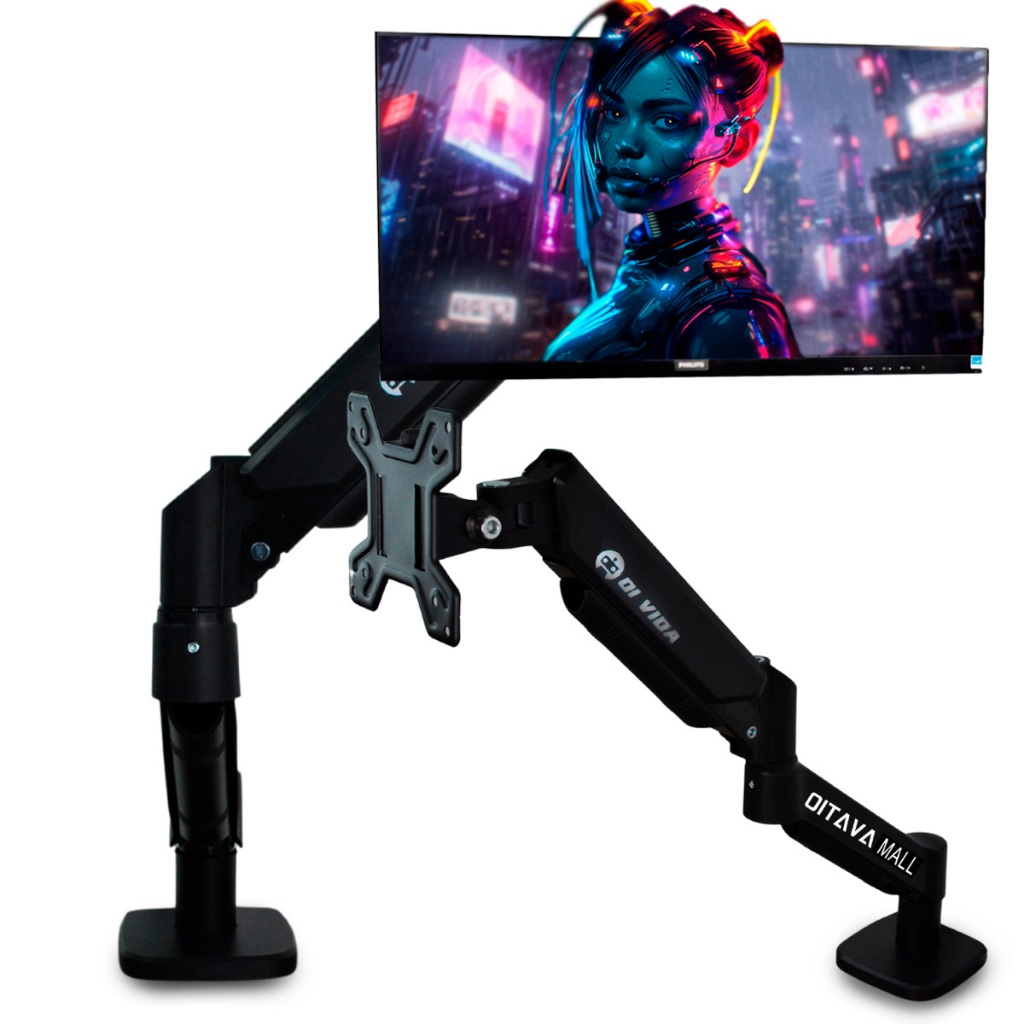 Suporte de Monitor Braço Articulado 10KG Max Rotação de 180° Altura até 400MM Com Braçadeira