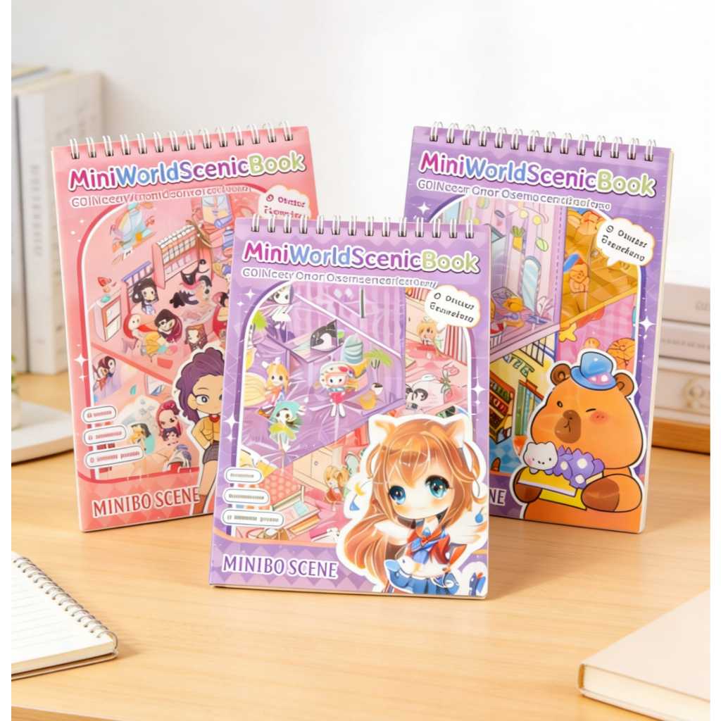 Caderno Adesivos 3d 8 Cenários para montagem + Pinça - livro interativo para Montar e Decorar