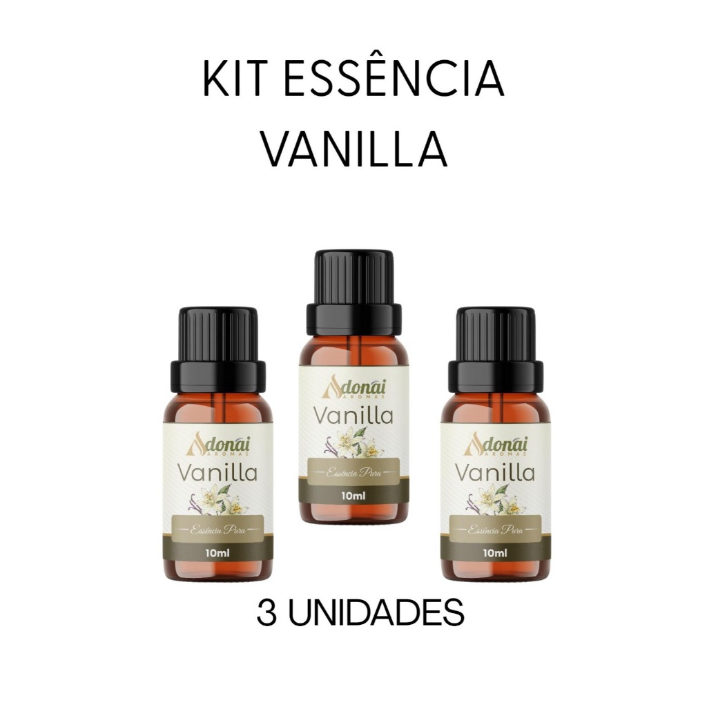 Kit 3 Essência Aromática Vanilla / Baunilha Doce 10ml Adonai Difusor Elétrico Umidificador