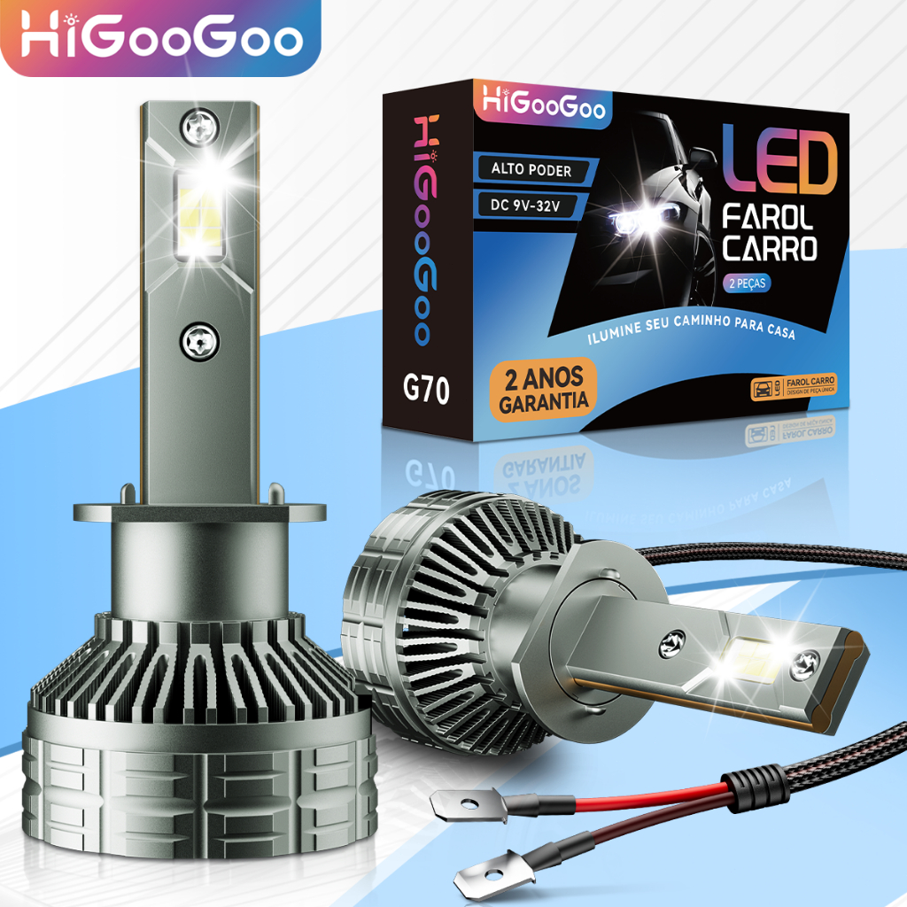 HiGooGoo G70 Par 40000LM Lâmpada Led Ultra Farol Alto e Baixo de Led Carro H1 H3 H4 H7 H11 H27 9005 9006 200W 9V A 32V