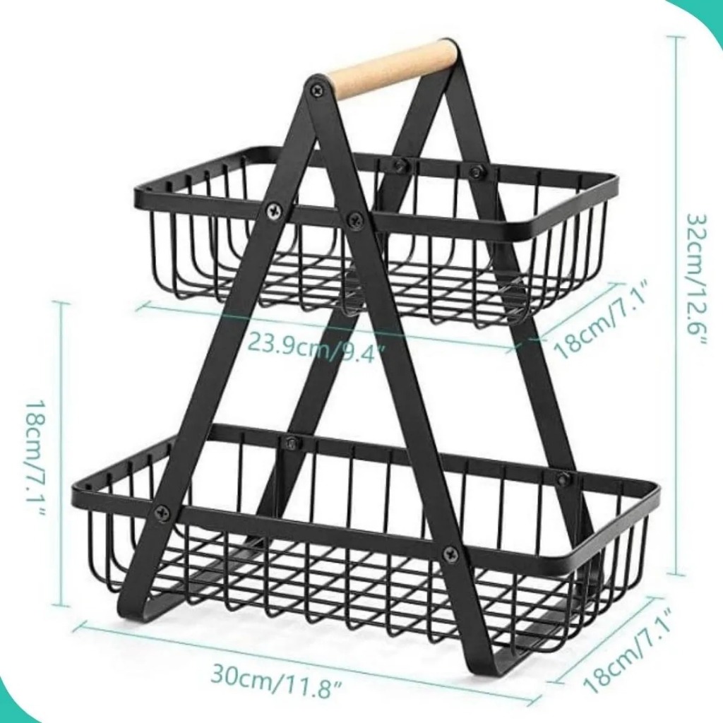 Fruteira de Mesa 2 Andares Metal com Estrutura Durável e Design Moderno Grande em Oferta na Shopee