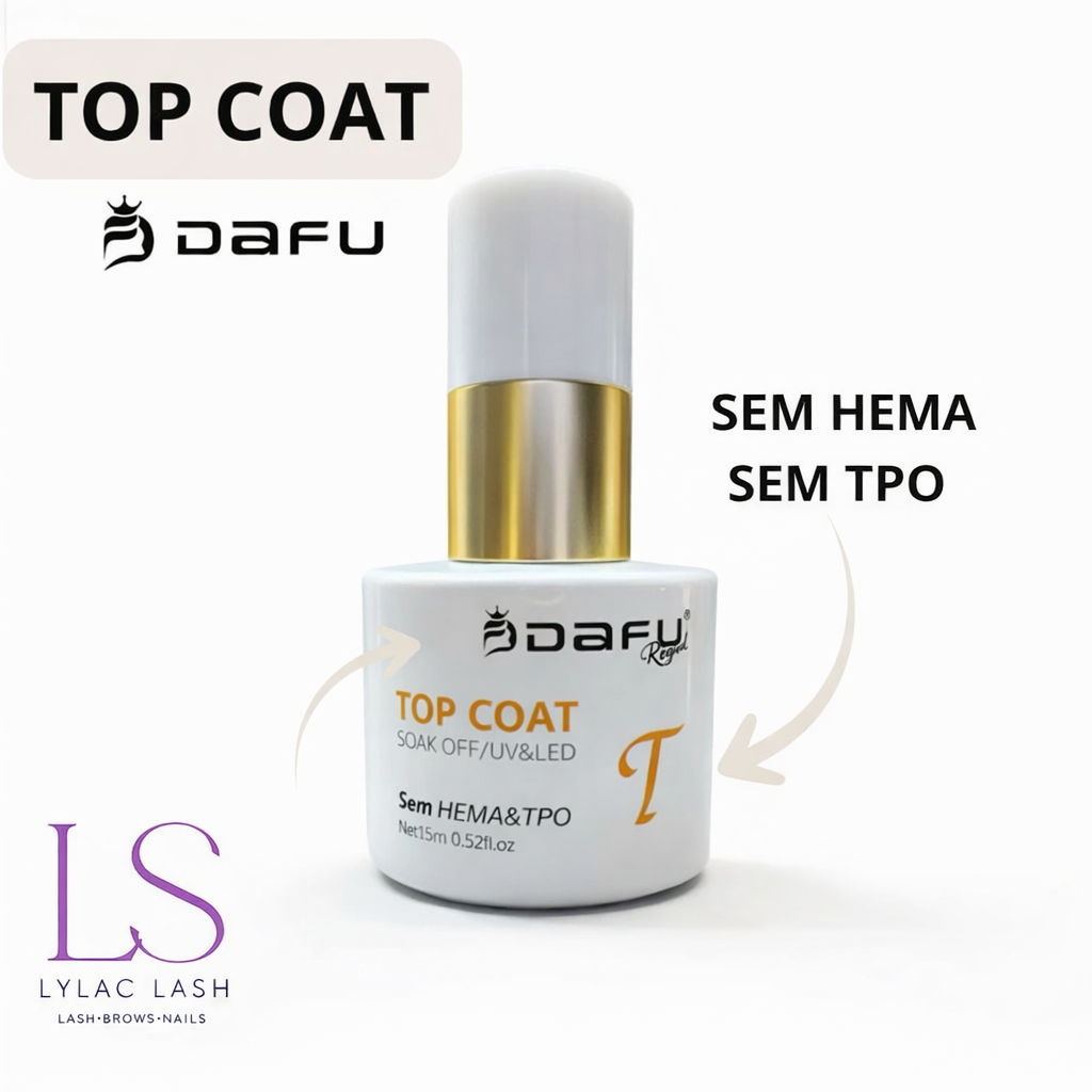 Novo Top Coat Dafu Hema Sem TPO Alto Brilho Secagem em Cabine Led/Uv - 15ml