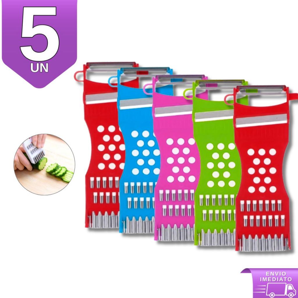 Kit 5 Descascador Ralador Fatiador 5 Em 1 Manual para Legumes