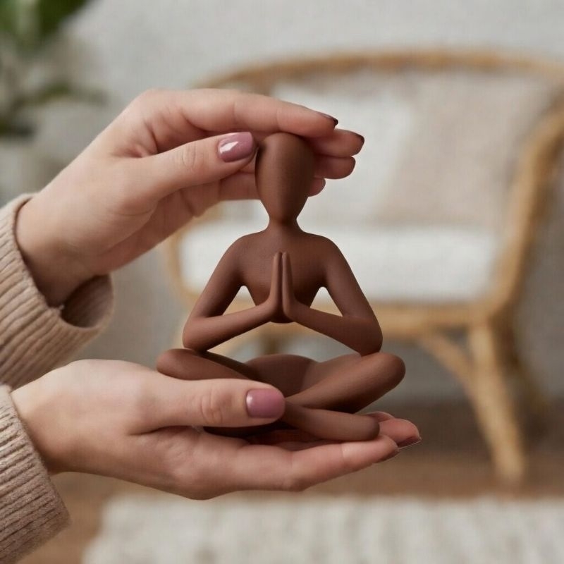 Imagem Escultura Decorativa Meditação Minimalista  Estátua Zen para Sala e Ambiente Relaxante Yoga moderna e clássica