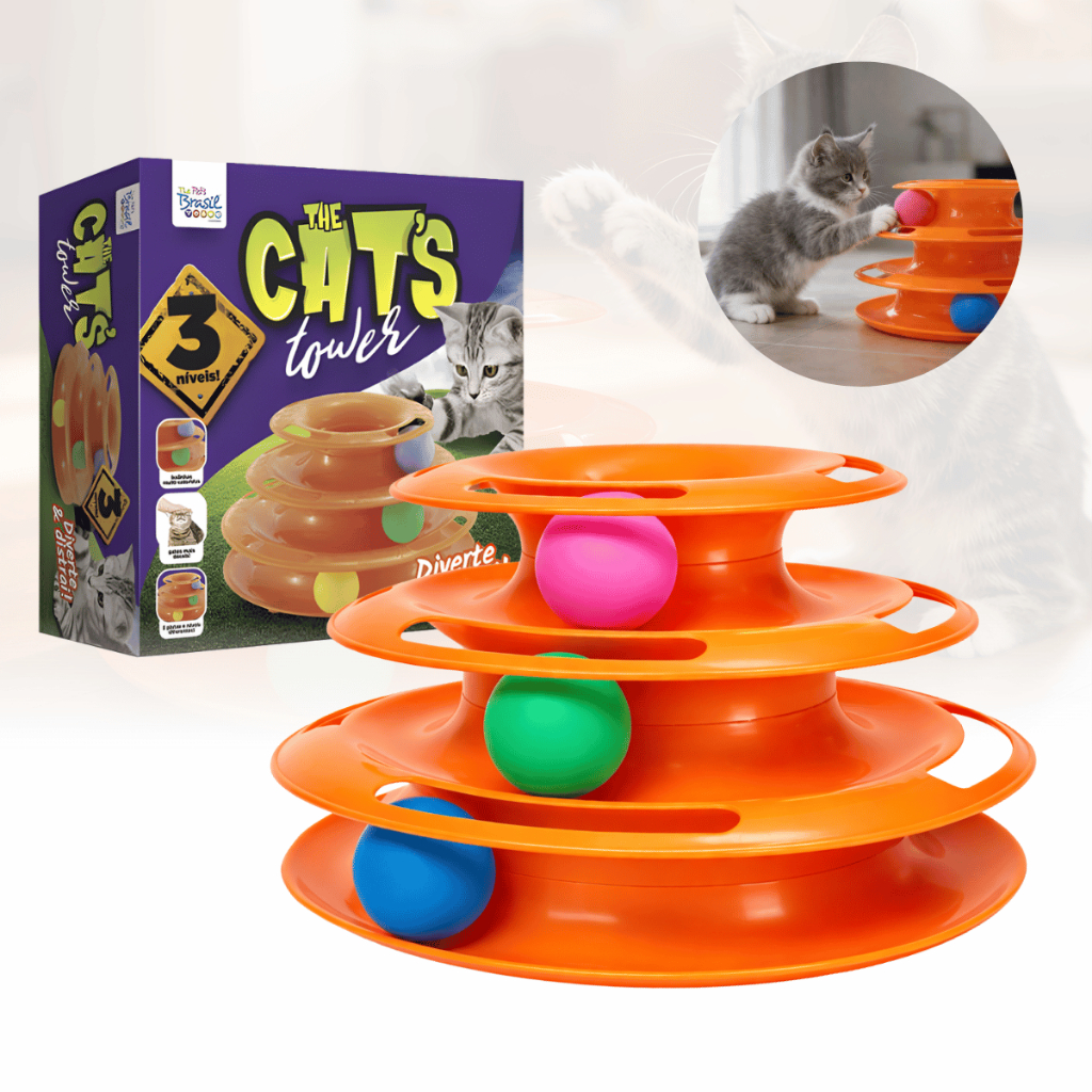 Brinquedo Para Gato Torre Interativa 3 Andares com Bolinhas