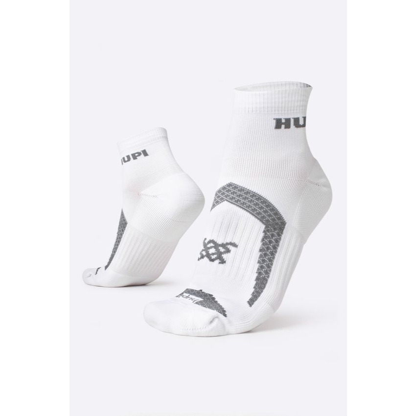 Meia HUPI Running Pro Plus Branco e Cinza
