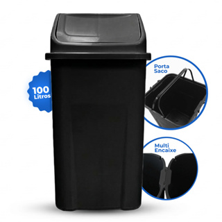 Lixeira Cesto Basculante 100 Litros Resistente Lixo Coleta Seletiva Proteção UV em Oferta na Shopee