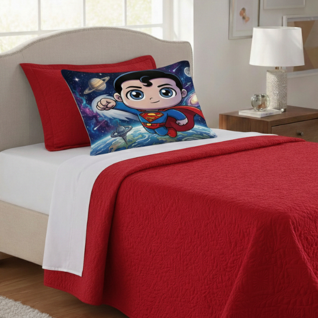 KIT COBRE LEITO PERSONAGENS INFANTIL SUPERMAN COM 02 PEÇAS  SOLTEIRO VÁRIAS CORES PROMOÇÃO !