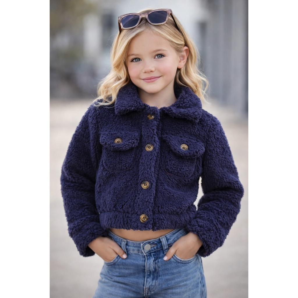 Jaqueta teddy infantil Feminina Forrada  REF: 1338 em Oferta na Shopee