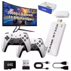 2025 NOVO Vídeo Game Stick M15 Pro 4k 64gb Hdmi Com 2 Controles Se Fio +20mil Jogos