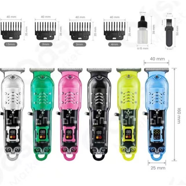 Máquina de Corte Profissional Masculina Recarregável LCD Transparente Sem Fio — imagem 2 de 2
