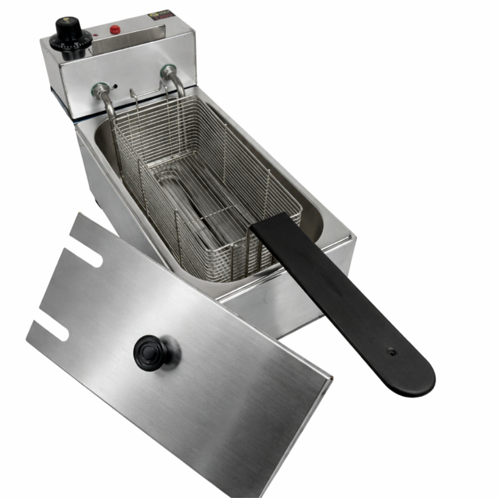 Fritadeira Certificada 3 Litros 1 Cuba Gomes Inox com Tampa e Cesto  Com Cabo Baquelite Completa