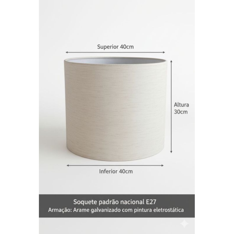 Cúpula Cilíndrica Grande |  | 40x40x30 | Para Luminária Pendente ou Abajur de Chão