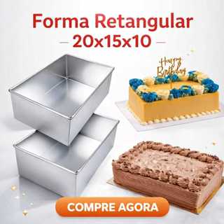 Forma Retangular Alta 20x15x10 Formas para Bolo Assadeira de Alumínio Formas Fatia Perfeita em Oferta na Shopee