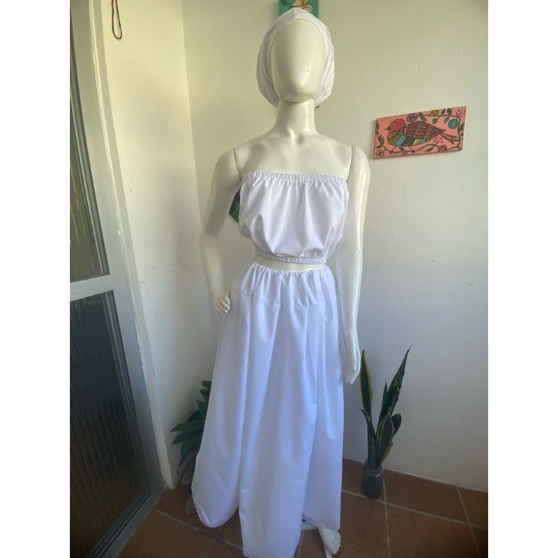 kit caminho de axé 4 peças saia camisú zinguê ojá candomblé e umbanda oxalá oya oxum