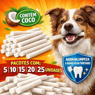 Petisco Osso Palito para Cães Natural 12cm Limpeza Tártaro Contém Coco Dental Saudável em Oferta na Shopee