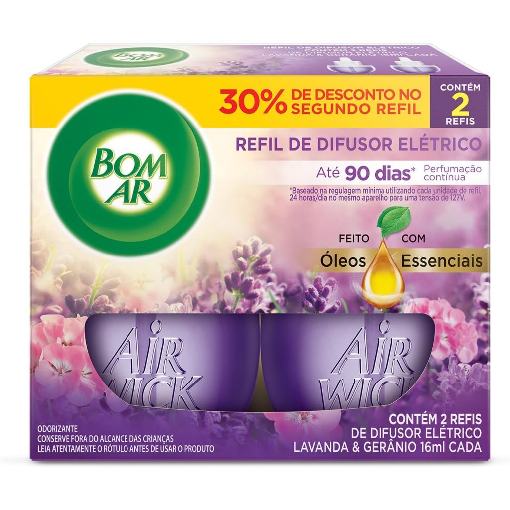 Refil para Difusor Elétrico Bom Ar Lavanda & Gerânio – Kit com 2 Unidades