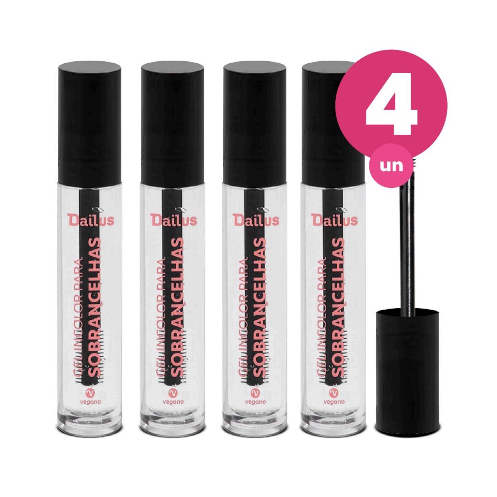 Kit 4 Gel Incolor para Sobrancelha Dailus Vegano 4ml