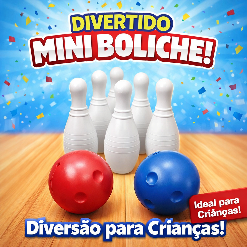 Kit COM 1 UND ATE 7 UND A SUA ESCOLHA Mini Boliche Infantil 6 pinos 16 cm e duas bolas