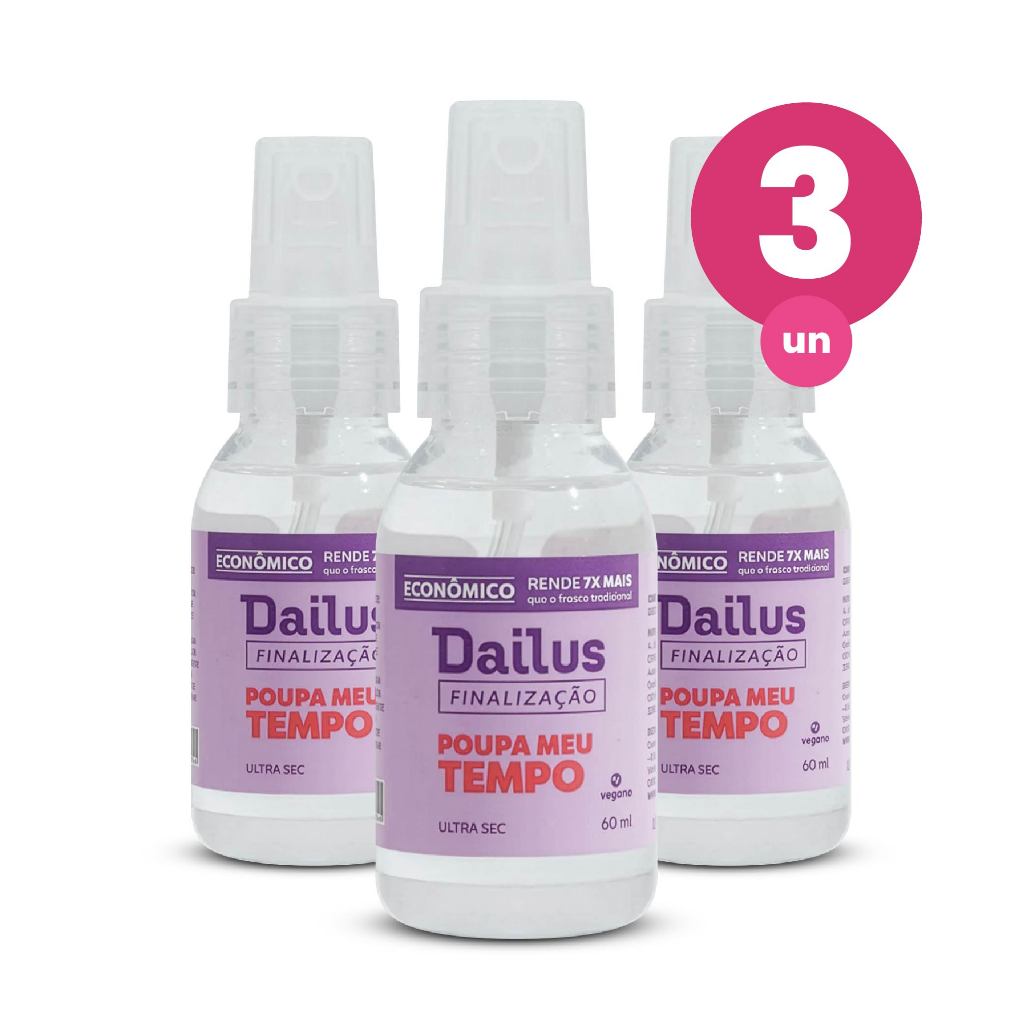 Kit 3 Spray Secante de Esmalte Poupa Meu Tempo Dailus Vegano 60ml