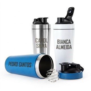 Shaker Coqueteleira PERSONALIZADA Academia Aço Inox 900ml Com Mola E Trava Anti-vazamento em Oferta na Shopee