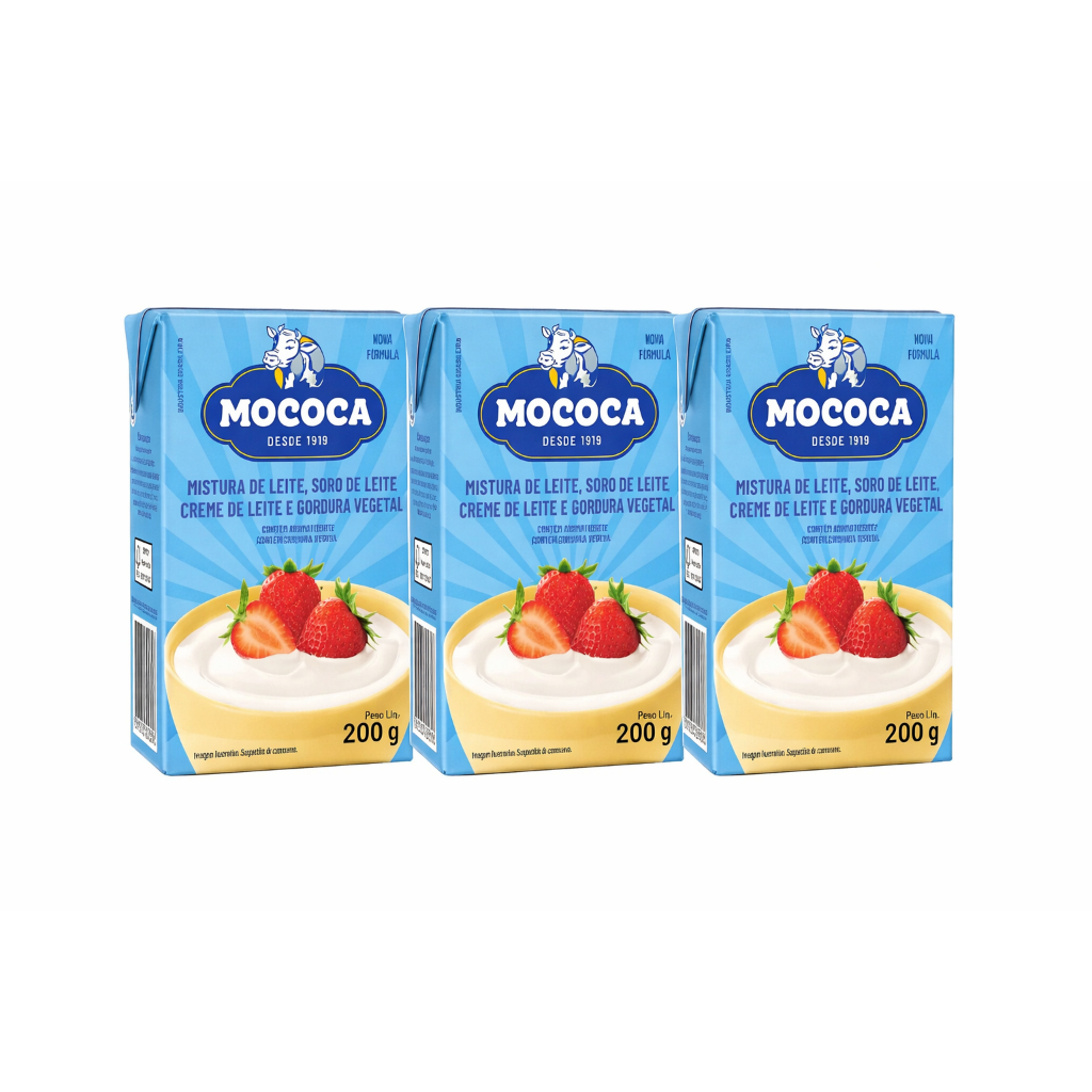 Kit 3 Mistura Láctea Mococa Creme de Leite 200g