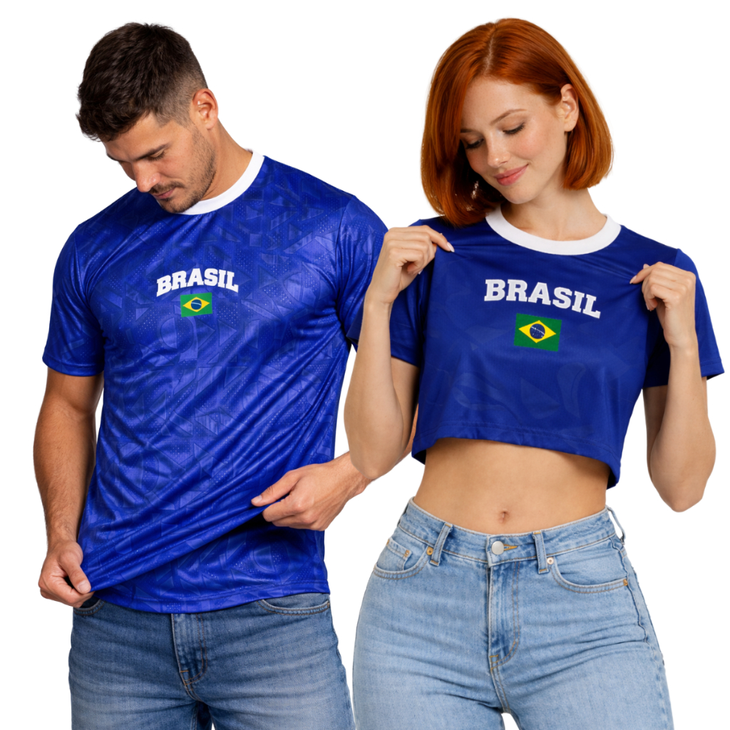 Kit Camiseta Masculina do Brasil e Crooped Baby Look ou Regatinha Feminina do Brasil Casal Brasil em Oferta na Shopee