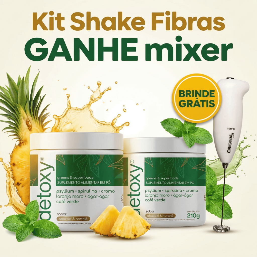 Kit 2 Shake Verde de fibras |  Psyllium Spirulina Guaraná Café Verde Cromo | Abacaxi Hortelã 210