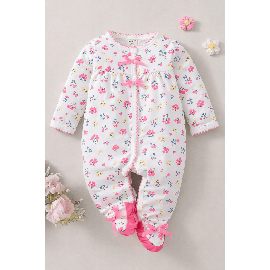 Macacão bebê delicado Floral Laís em Oferta na Shopee