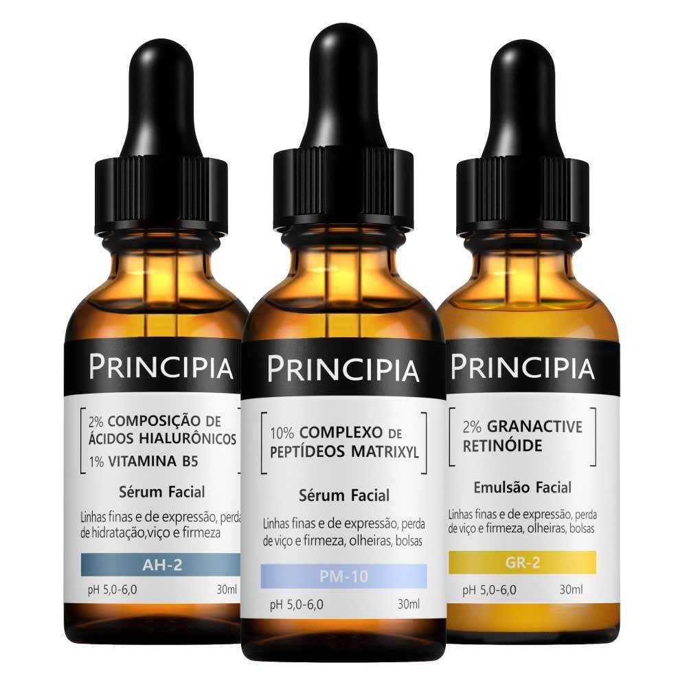 Principia Kit Antissinais Trio c/ Peptídeos PM-10 + Emulsão Granactive Retinóide GR-2 + Sérum Hialurônico AH-2 em Oferta na Shopee
