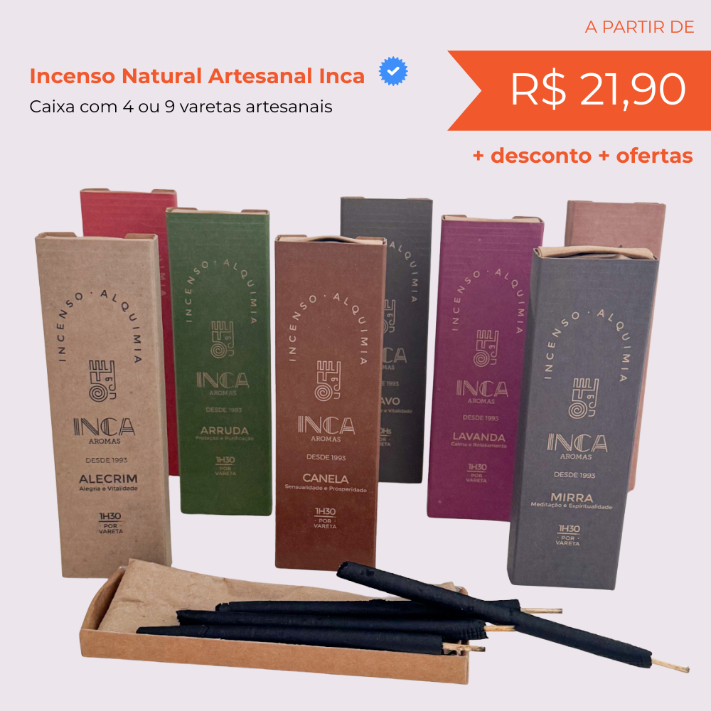 Incenso Natural Artesanal INCA de Longa Duração