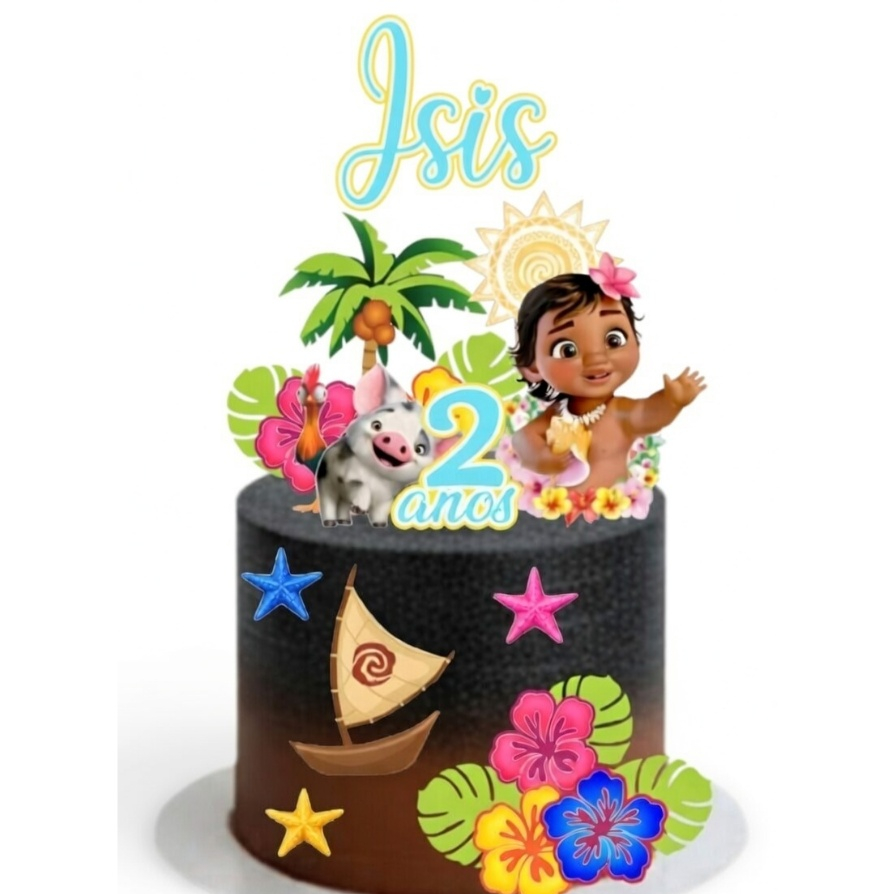 Topo Topper de Bolo - Moana Baby Personalizado – Aniversário Qual Quer Tema no Chat