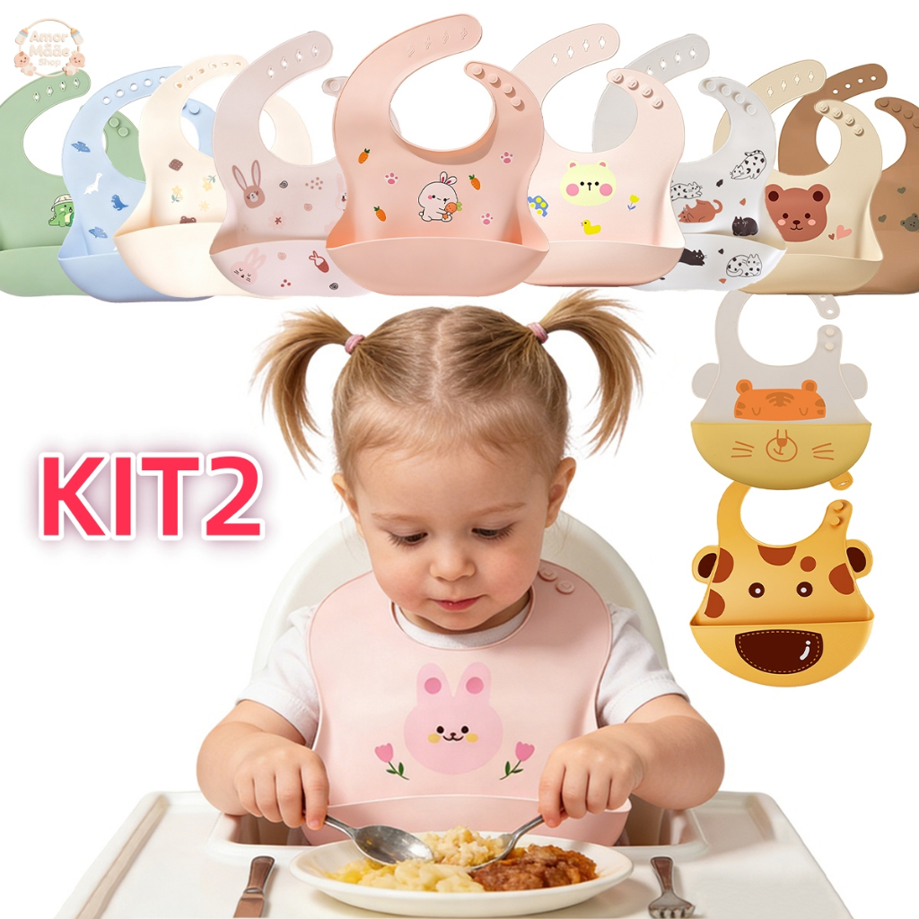 Babador Bandana Impermeável De Silicone Para Alimentação Bebê Com Pega Migalhas Ajustável em Oferta na Shopee