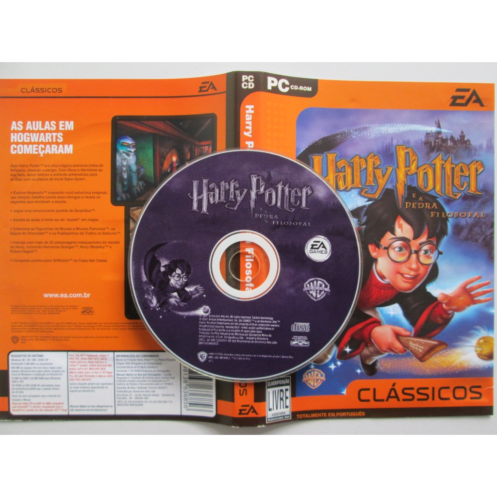 PC  CD-ROM / HARRY POTTER/ E A Pedra Filosofal / Clássicos + Encarte / Totalmente Em Português / Original / Raríssimo