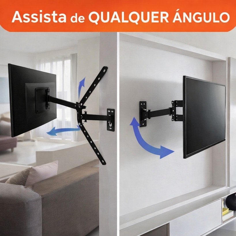 Suporte para TV Articulado 10 a 60 Polegadas Braço Longo Biarticulado VESA 400x400 Até 30kg
