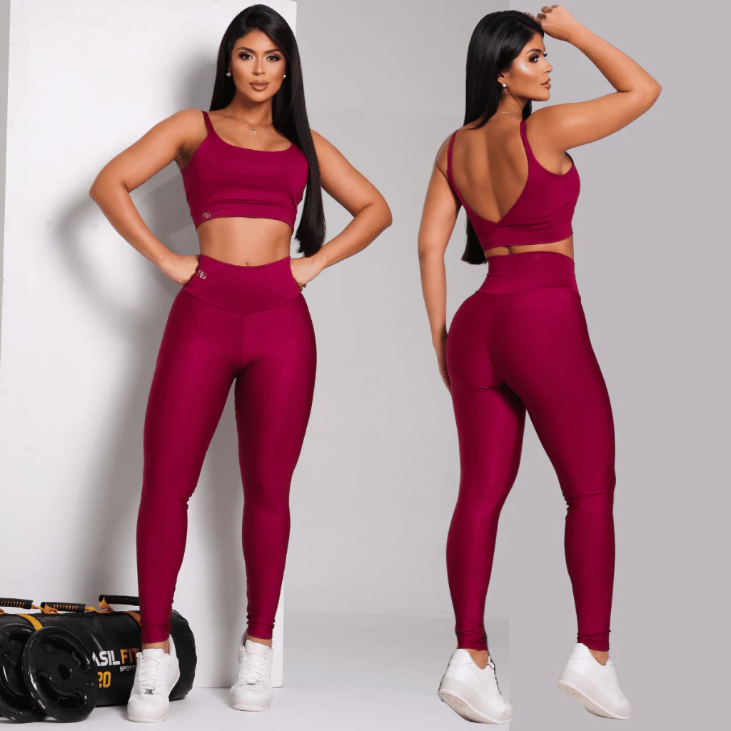Conjunto Academia Feminino Calça E Top Fitness Sem Transparência Dry Fit Musculação Corrida — imagem 1