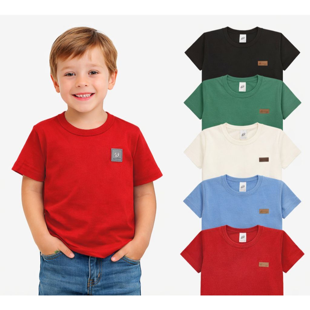 KIT 3 CAMISETAS INFANTIL MENINO LISAS BASICAS 100% ALGODÃO