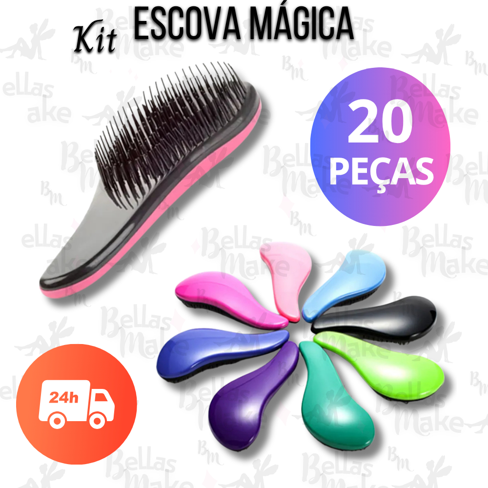 Kit 20 unidades Escovas Mágicas Anti Frizz Desembaraçadora Escolha sua Cor Para Revender