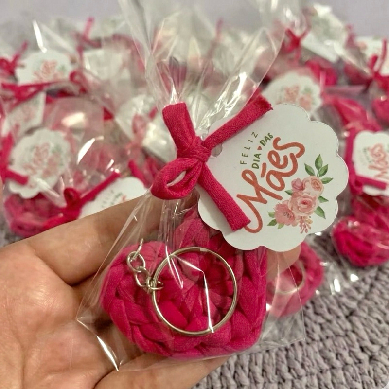 20 á 100 Chaveiros Dia Das Mães + Tag Feliz Dia das Mães + Embalagem individual lembrancinha presente