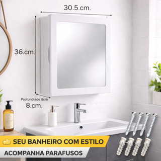 Armário de Banheiro Sobrepor  com Espelho – Moderno, Funcional, Elegante acompanha Parafusos. em Oferta na Shopee