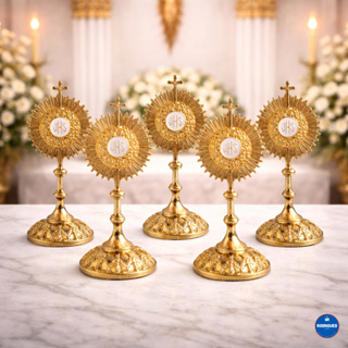 Kit 24 Ostensórios Dourados 6cm com Base Removível – Lembrancinhas Católicas para Primeira Comunhão, Batizado e Crisma em Oferta na Shopee