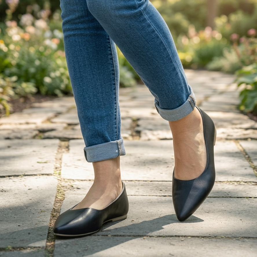 Sapatilha Feminina Sapato Bico Fino Confortável e Macio Calce Fácil Elegante Trabalho Moda Casual