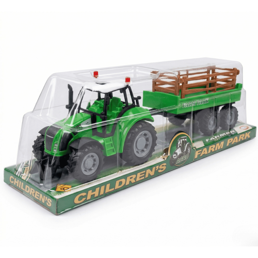 Kit Trator de Brinquedo com Carretinha e Animais Gado Fazenda - Envio Imediato