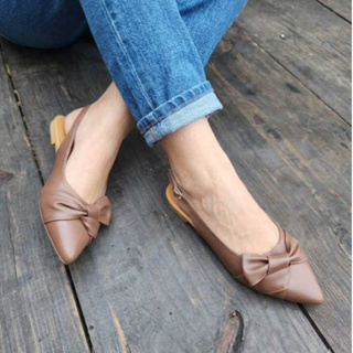 Sapatilha Sandália Slingback Feminina Bico Fino Aberta Atrás Acabamento Premium Confortável Chique em Oferta na Shopee