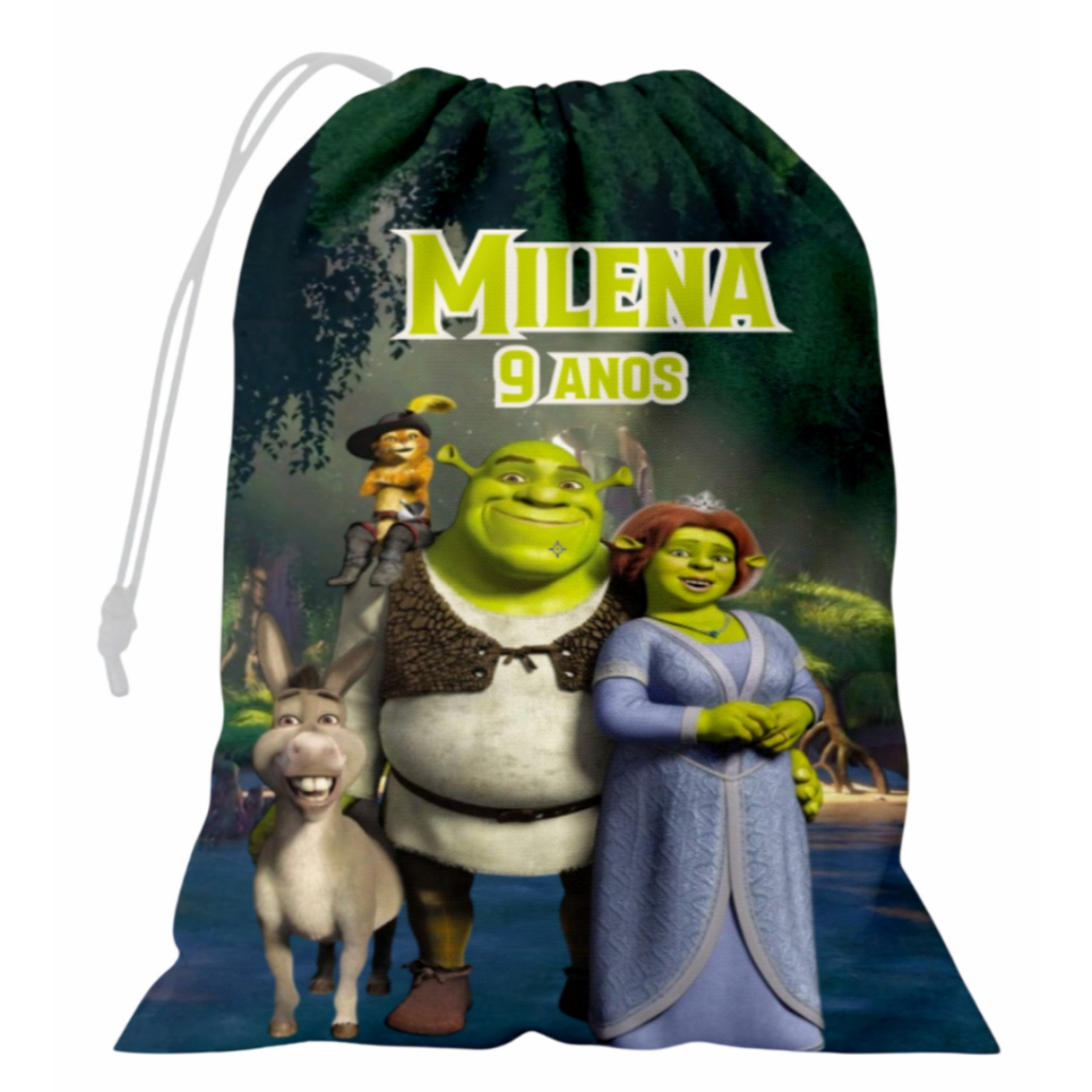 Saquinho Surpresa Shrek Personalizado com Nome e Idade 15x20 Tecido Lembrancinha Aniversario Festas
