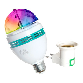 Lâmpada Giratória Colorida Led Bola Maluca Globo Rgb + Adaptador Tomada para Festas Baladas em Oferta na Shopee