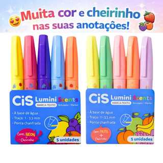 Mini Marca Texto Cis Lumini Perfumado com Cheirinho Scents Cores Neon e Pastel em Oferta na Shopee