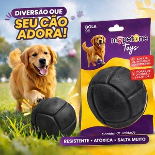 Bola Lisa Maciça Resistente para Cachorro - 75mm 85mm 95mm - Mypetone - Black