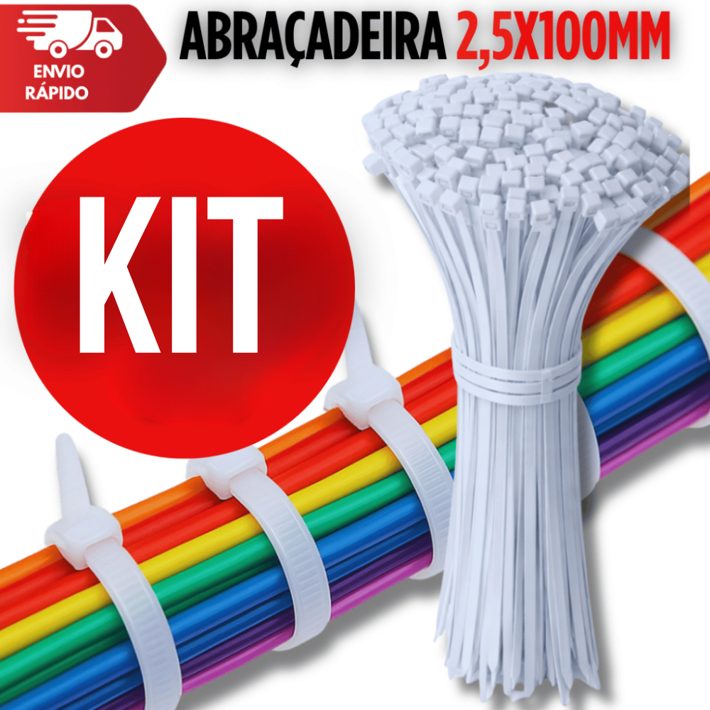Abraçadeira Nylon 200mm X 2,5mm  Enforca Gato Fita Hellermann Premium Utilidades Máxima Eficiência